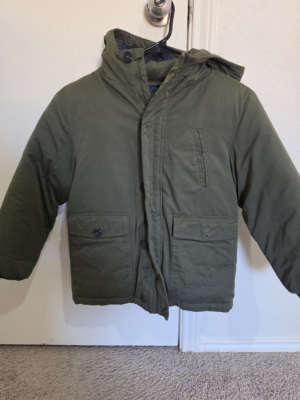 Mango Kids Olive Green Puffer Jacket with Hood